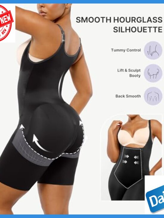 Large Tummy Control Butt Lifting Bodysuit Shapewear Open Bust - Picture 2 of 7